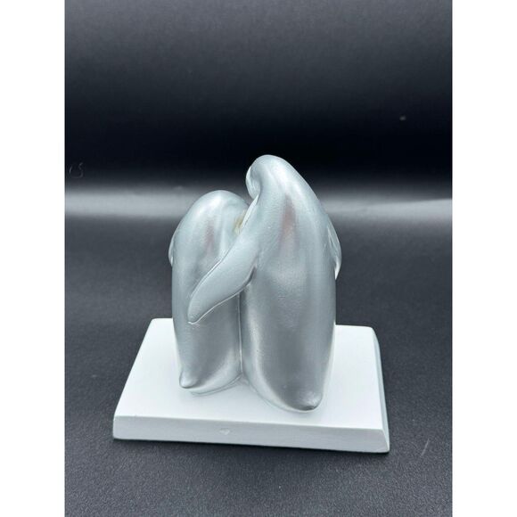 Penguin Family Christmas Stocking Holder Silver and White Beautiful - Picture 3 of 7